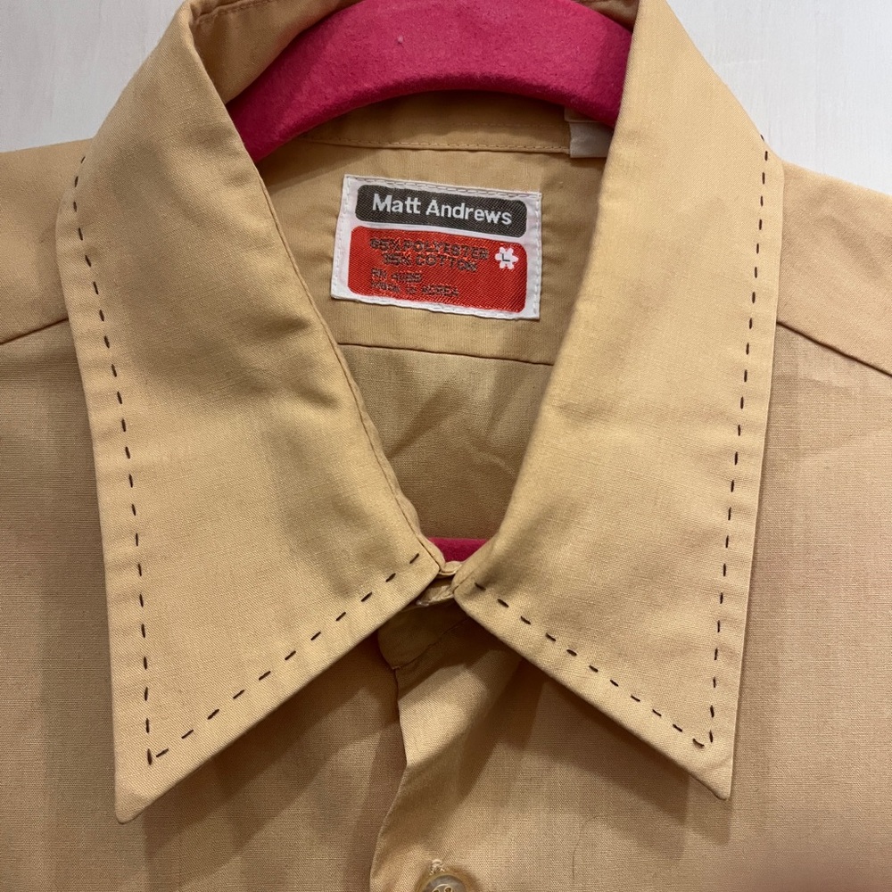 Vintage Men's Tan Button Down Shirt